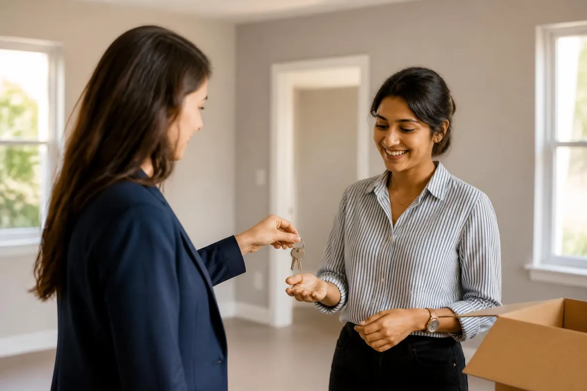 Keys handed over at the door of a furnished expatriate home