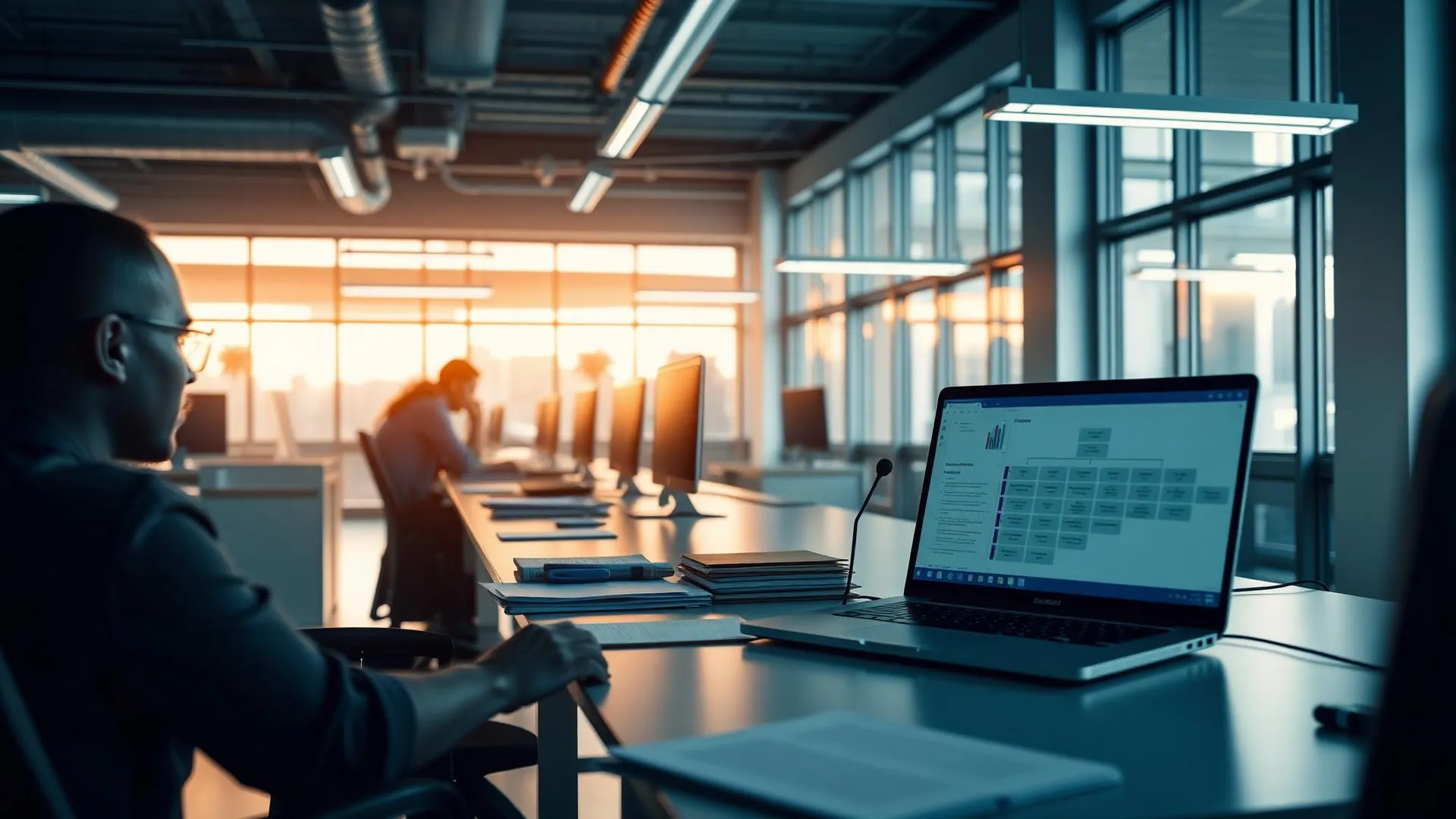 AZERRA professional services workspace with desks, documents and an organisational chart in Paramaribo