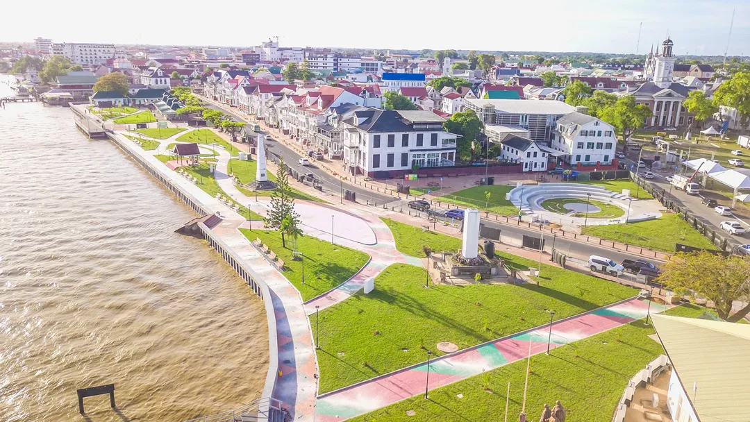 The waterfront and historic city centre of Paramaribo, Suriname