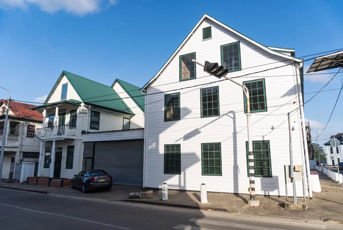 Street view of the AZERRA office building at Keizerstraat 16, Paramaribo